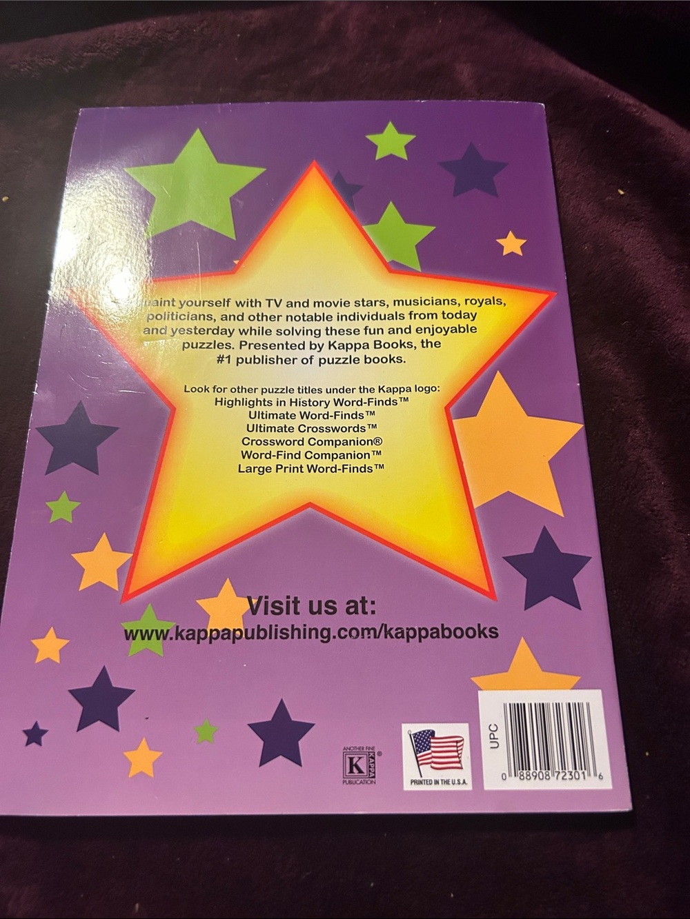 Celebrity Word-Finds Puzzle Book - Purple & Yellow Cover - Picture 2 of 3